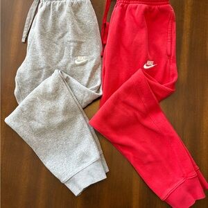 Nike Kids Red and Gray Sweatpants